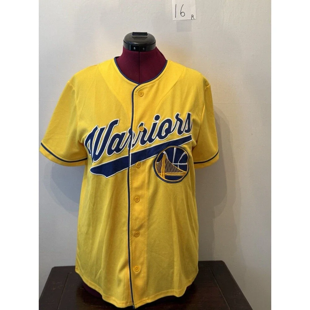 NBA Golden State Warriors Baseball-Style Button Jersey Men’s Medium Yellow #46